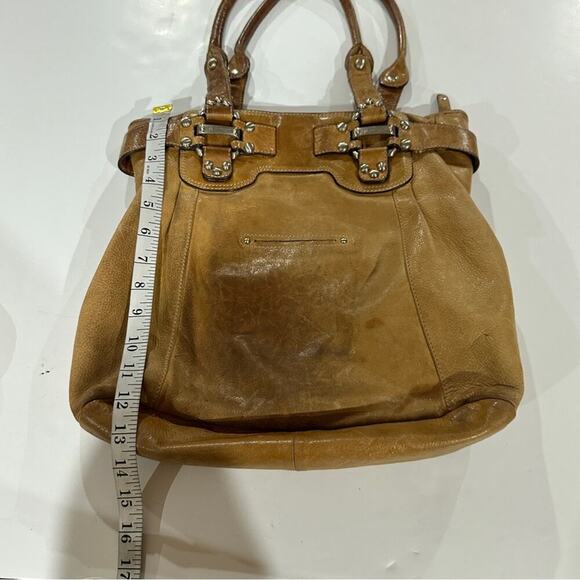 B. Makowsky Brown Tan Leather Shoulder Hobo Bag - Picture 14 of 16